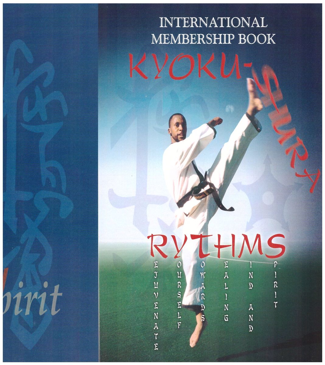 Cover of the Kyoku-Shura RYTHMS international membership book, with a high kick
