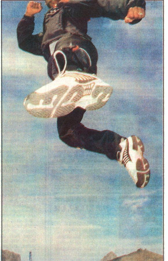 Sensei San Ndlovu leaping, photographed for the Cape Argus